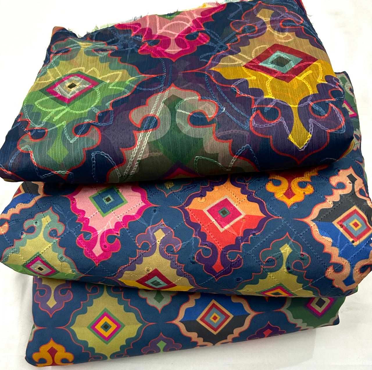 Swiss Lawn Chicken kari 3PC (Blue Multi)