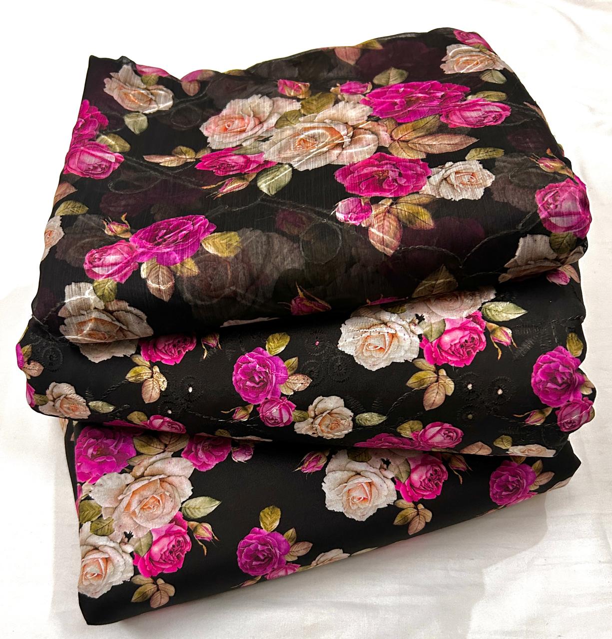 Swiss Lawn Chicken kari 3PC (Black PInk)