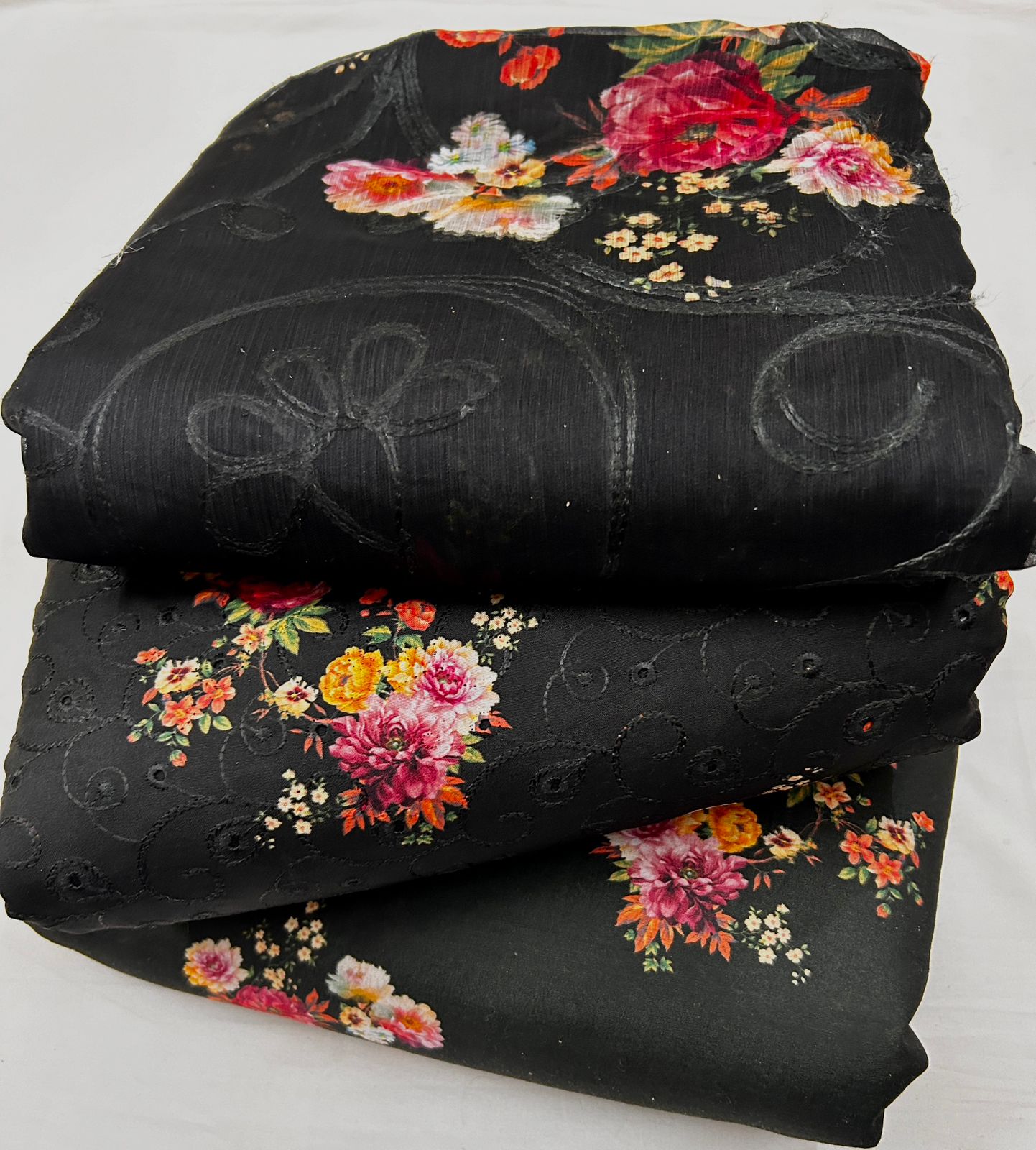 Swiss Lawn Chicken kari 3PC (Black Floral)
