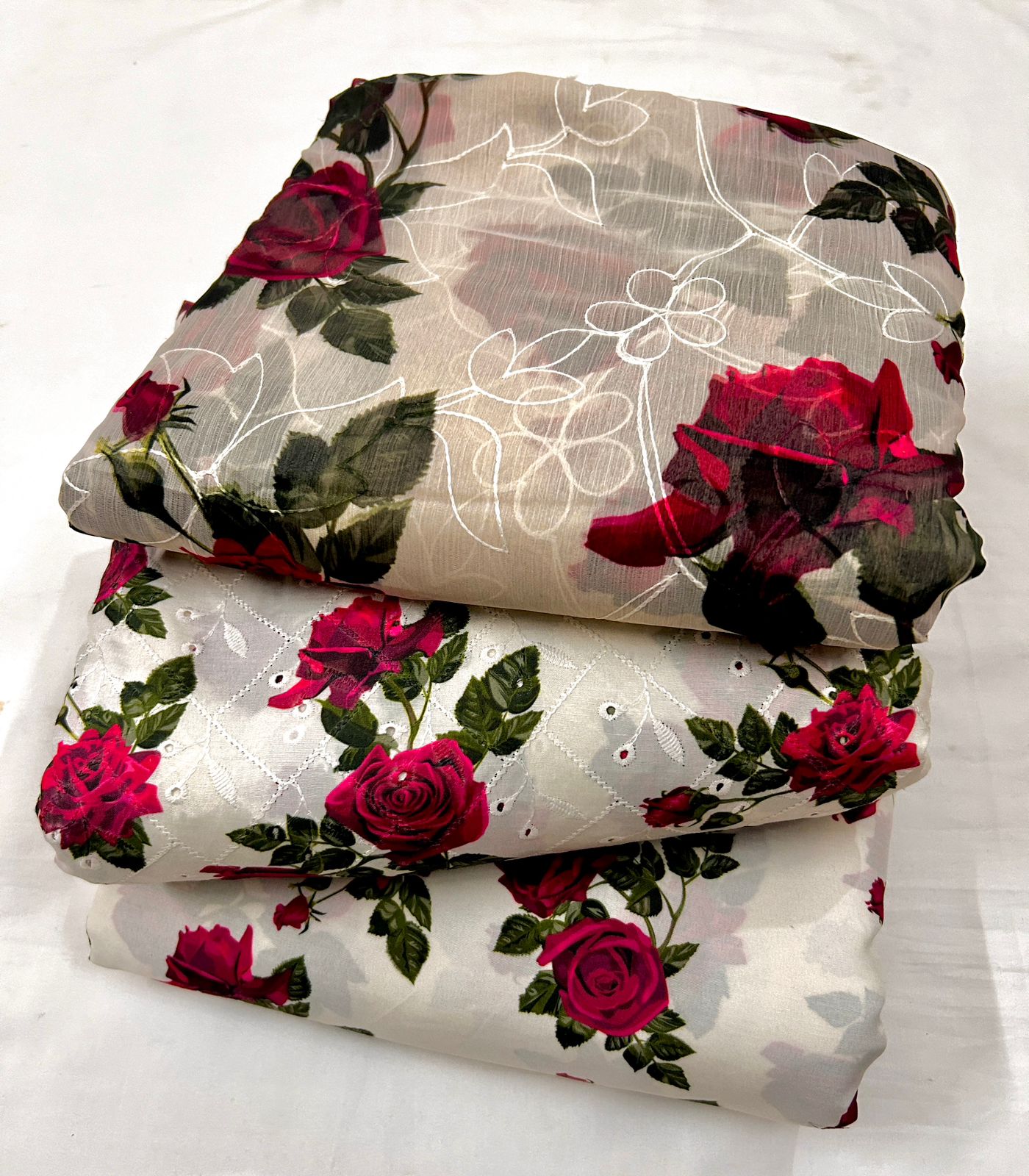 Swiss Lawn Chicken kari 3PC (White Floral)