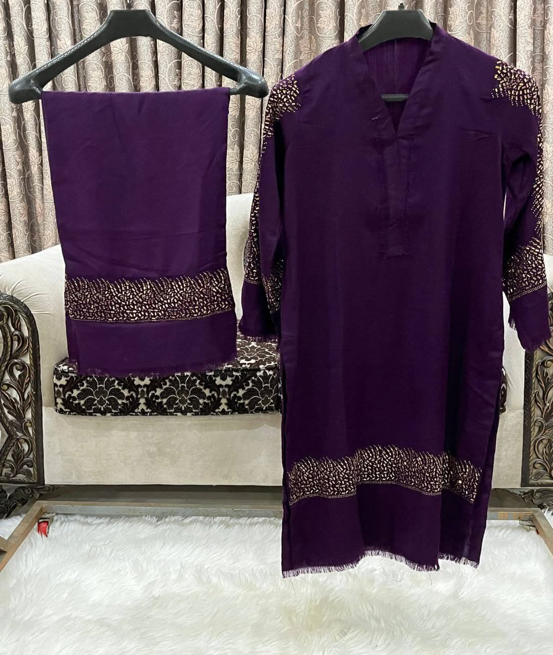 Pashmina Saroski Coord Set (Purple)