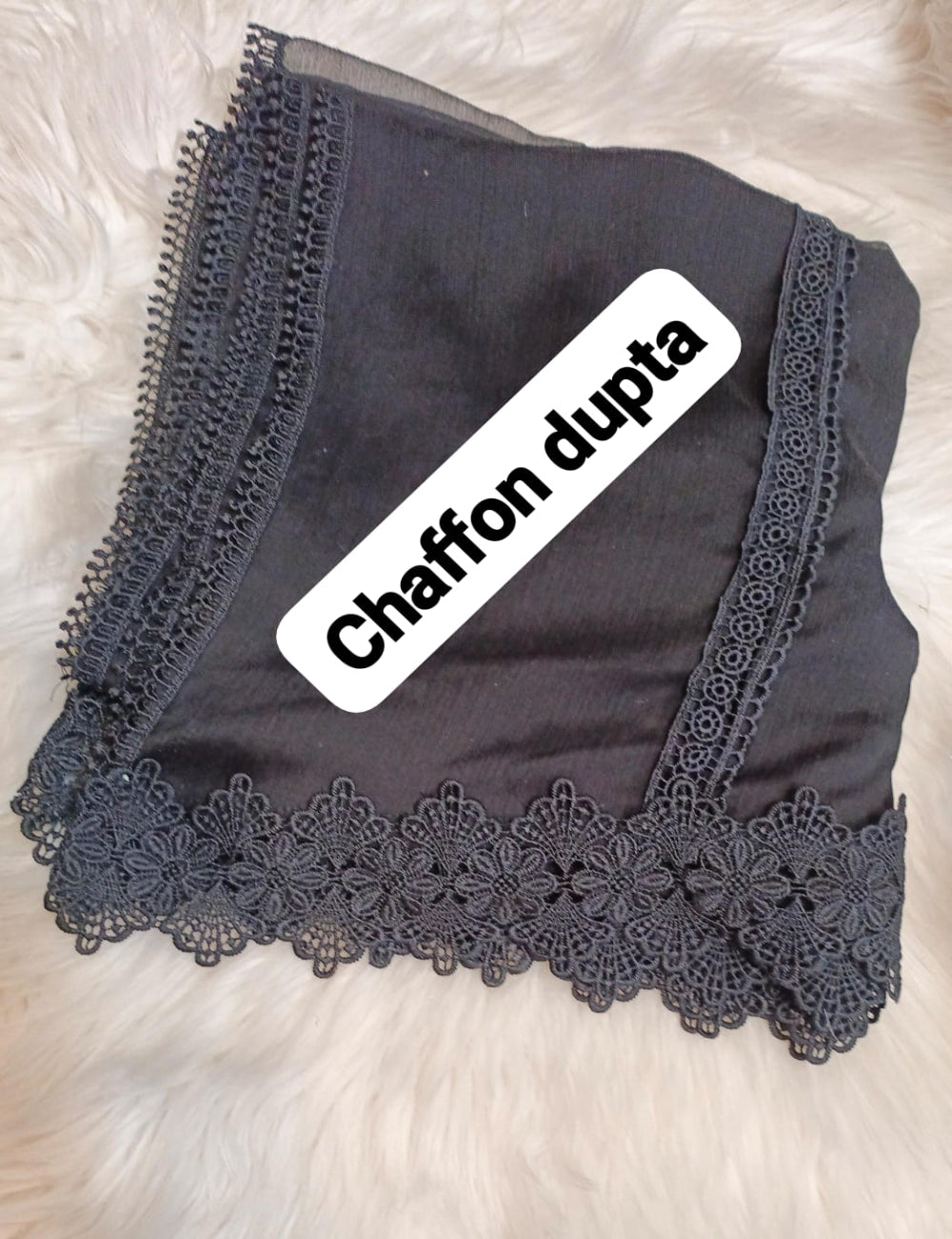 Pure Chiffion Dupatta (Black)