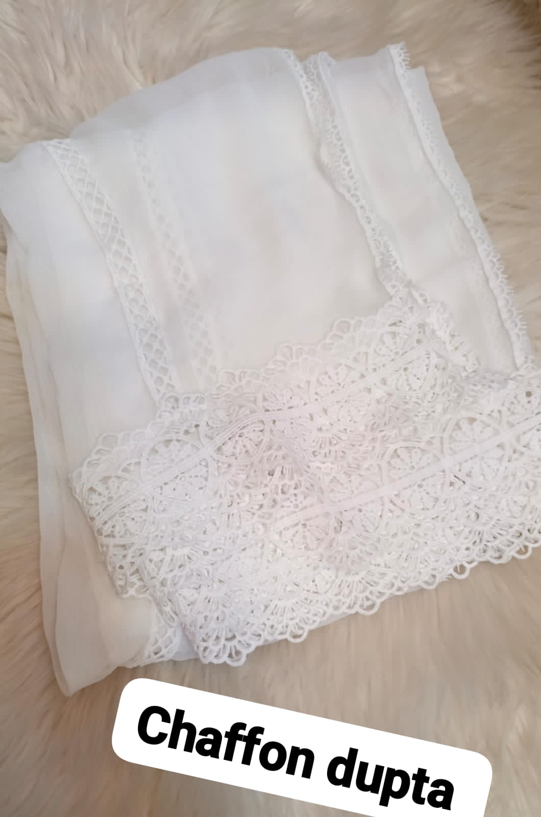 Pure Chiffion Dupatta (white)