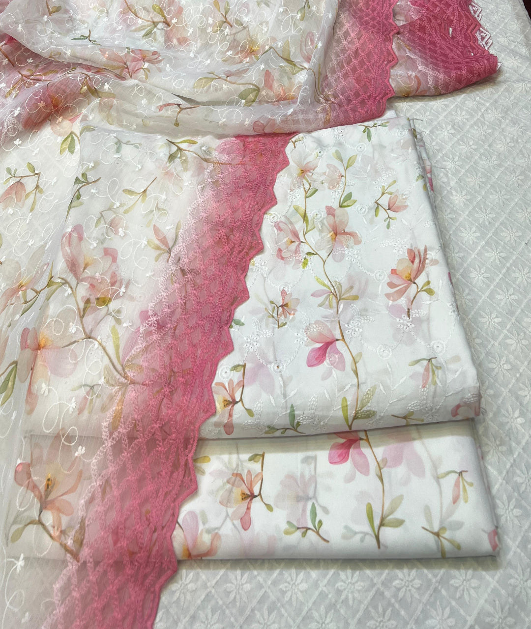 Swiss Lawn Chicken Kari Cutwork Work (off whie)