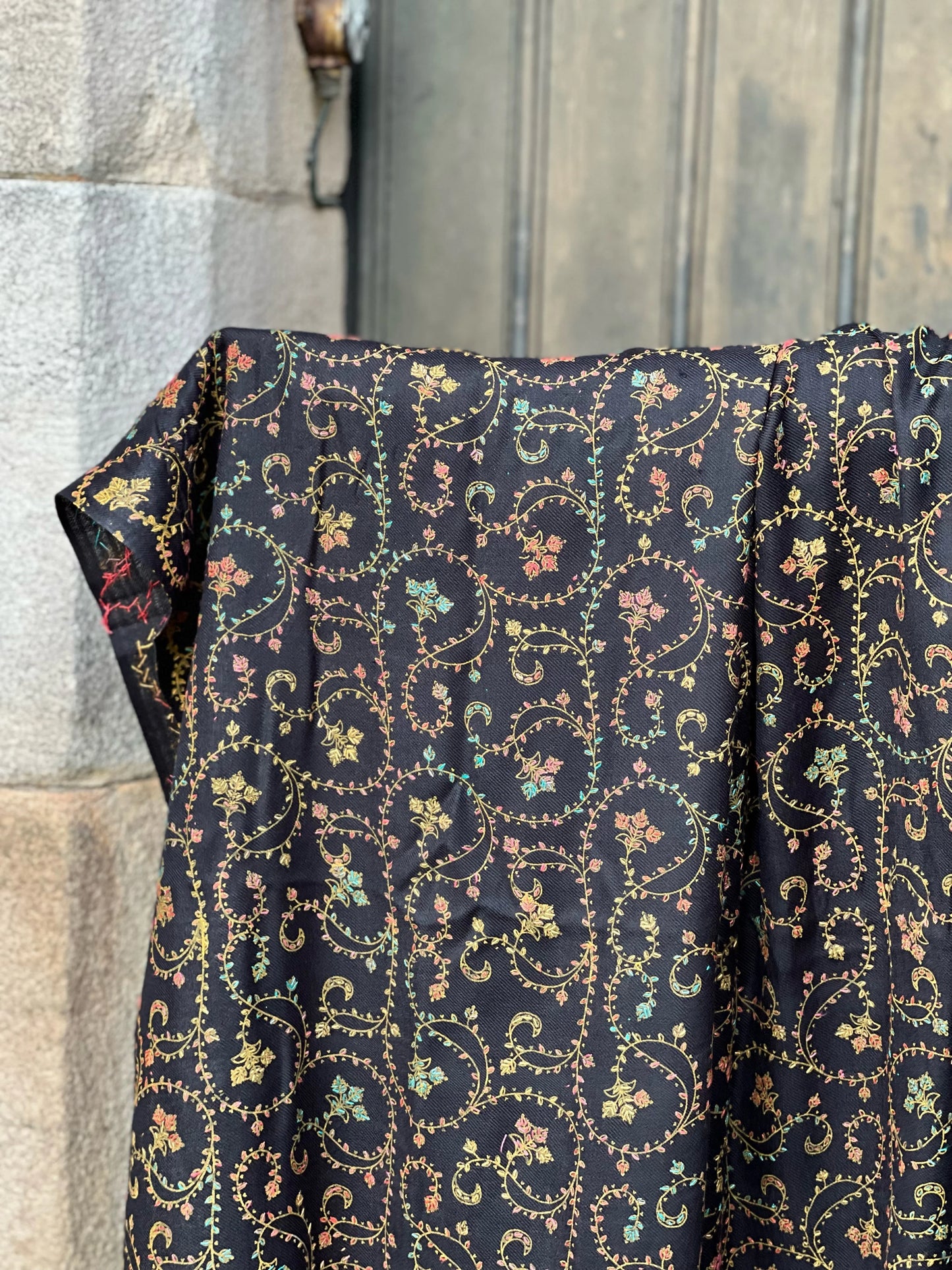 3PC Pashmina Unstitched Suit (Black)