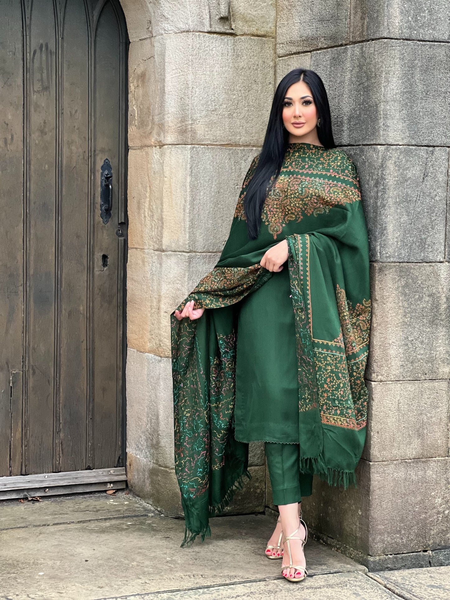 3PC Pashmina Unstitched Suit (Green)