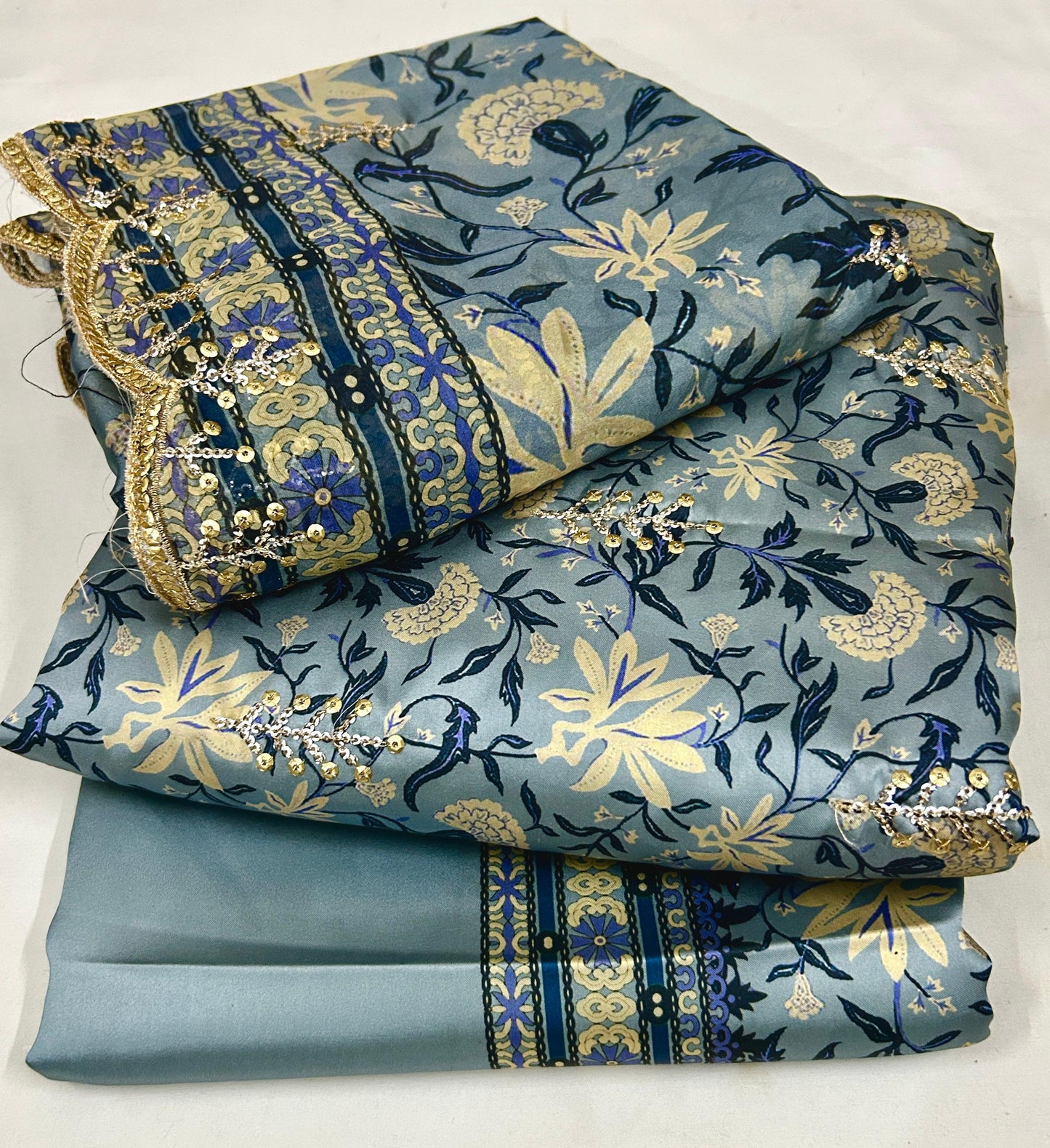 3pc Embroidered Shamose Silk