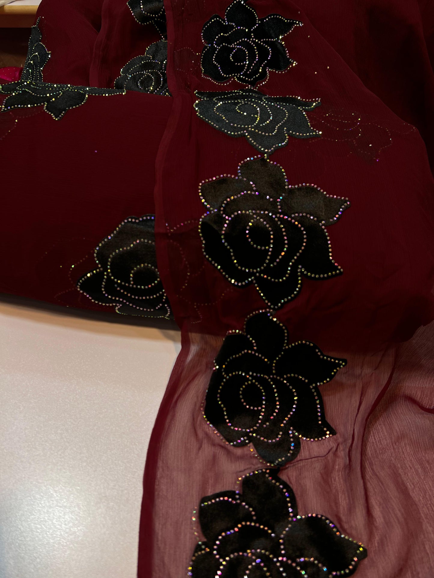 Chiffon velvet applic work 3pc