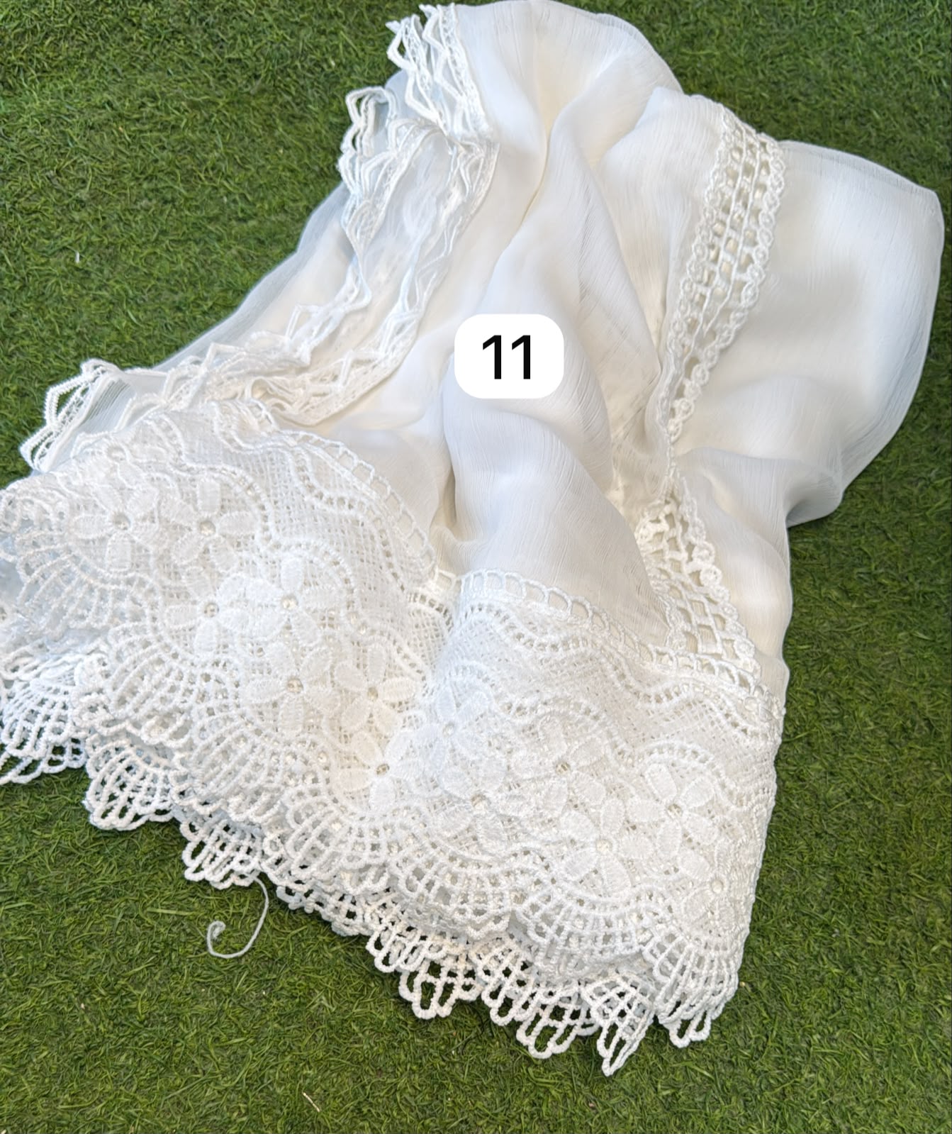 Pure Chiffion Dupatta Lace (white)
