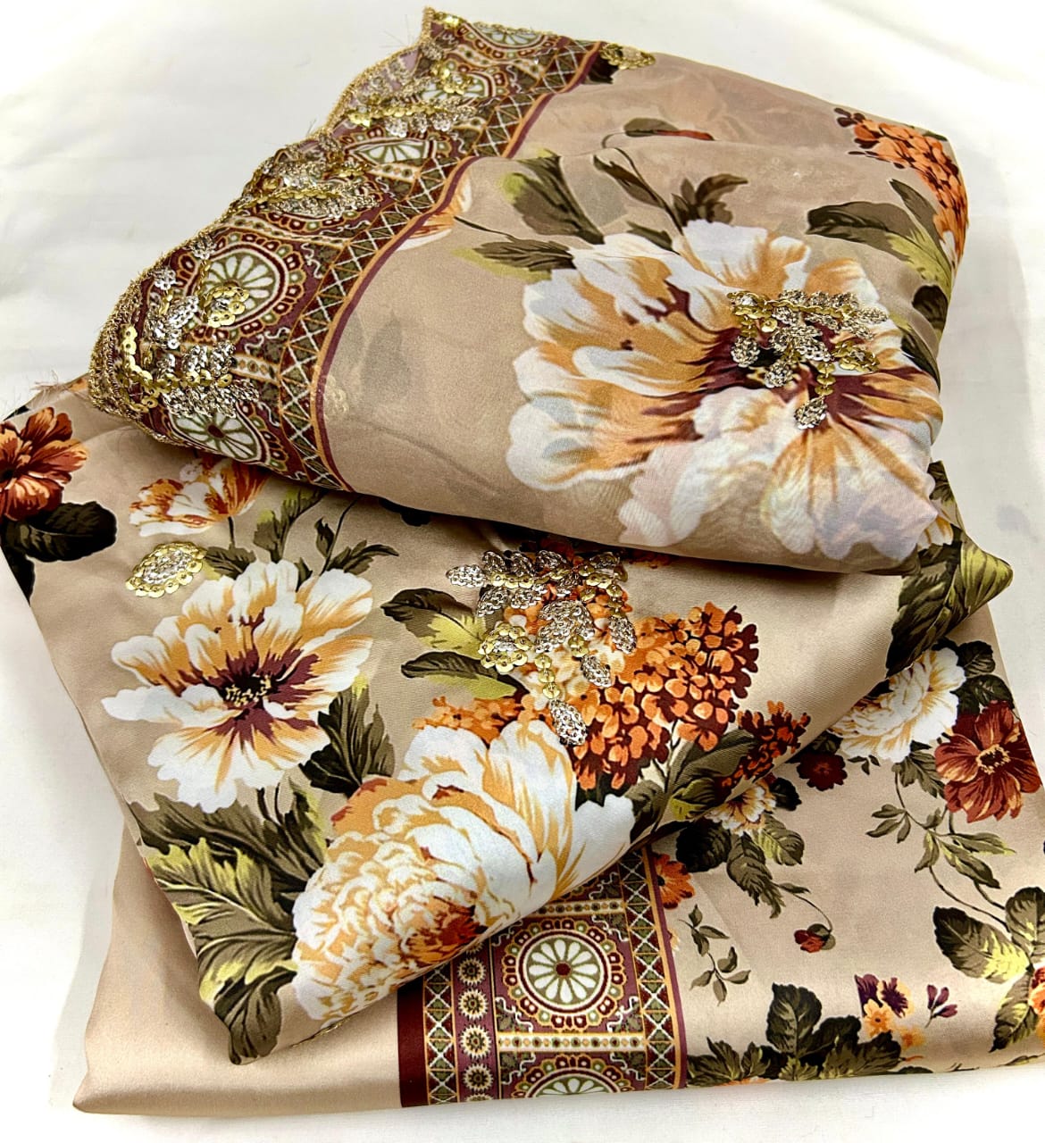 3pc Embroidered Shamose Silk