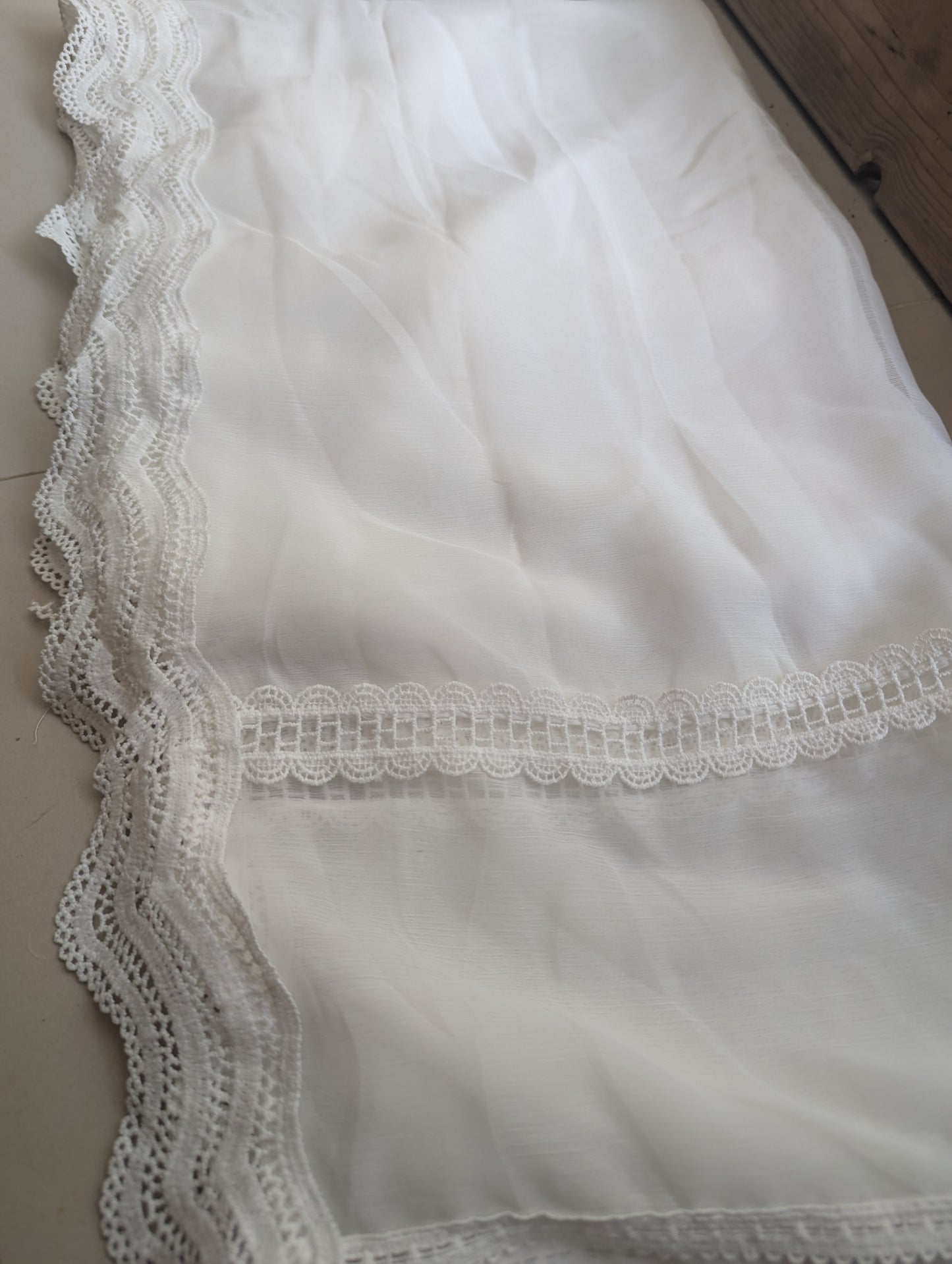 Pure Chiffion Dupatta (white) d