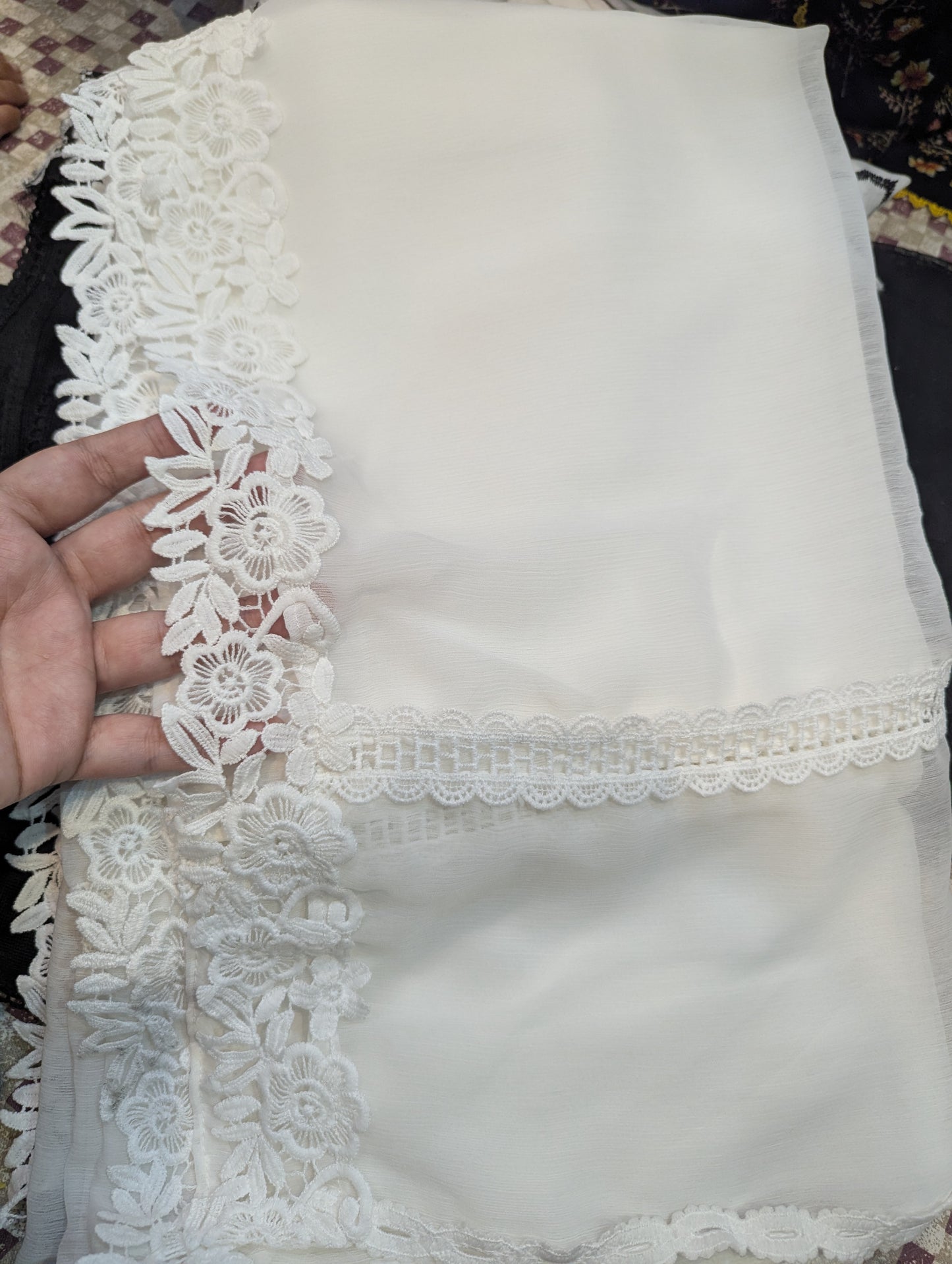 Pure Chiffion Dupatta (white)