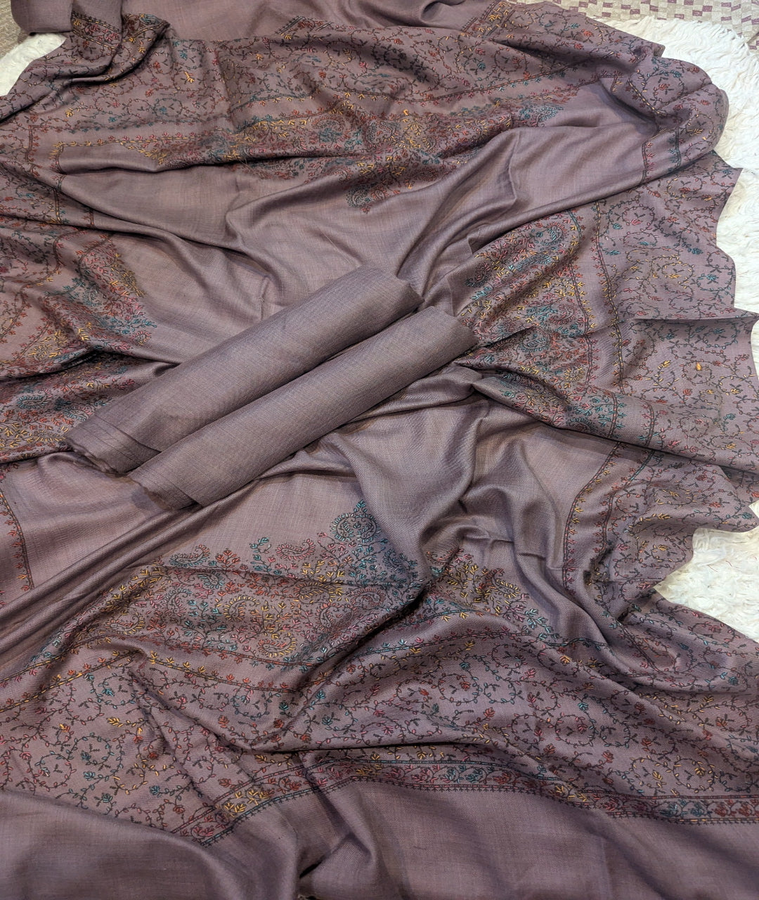 3PC Pashmina Unstitched Suit (Lilac)