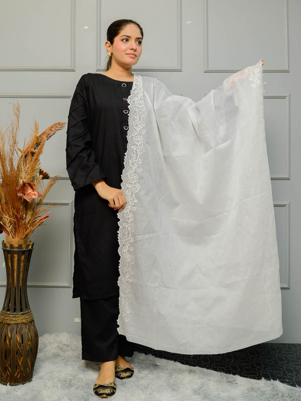 Voile Lawn Dupatta (white)
