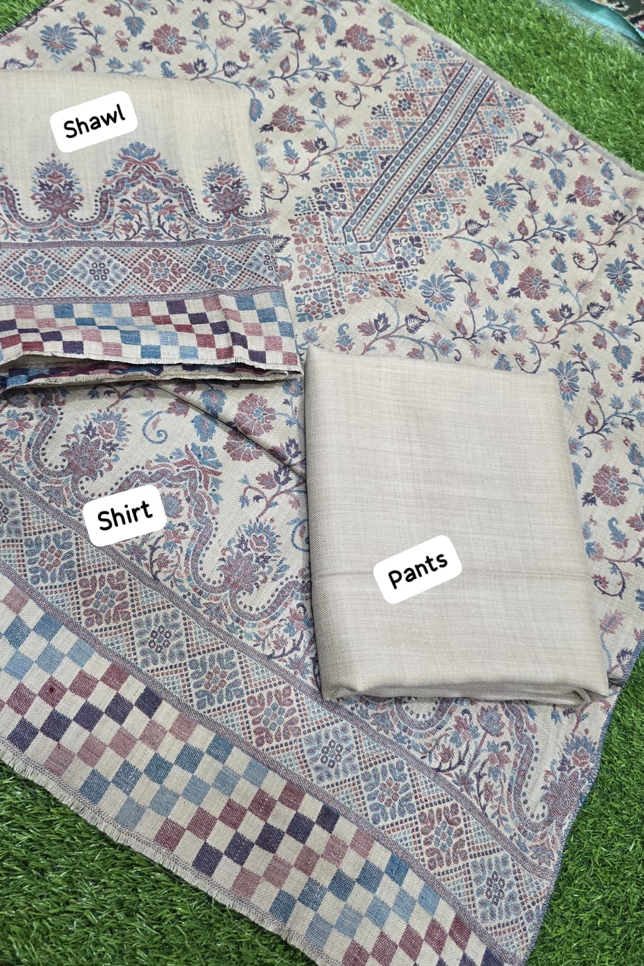 3PC Pashmina Kaani Unstitched Suit