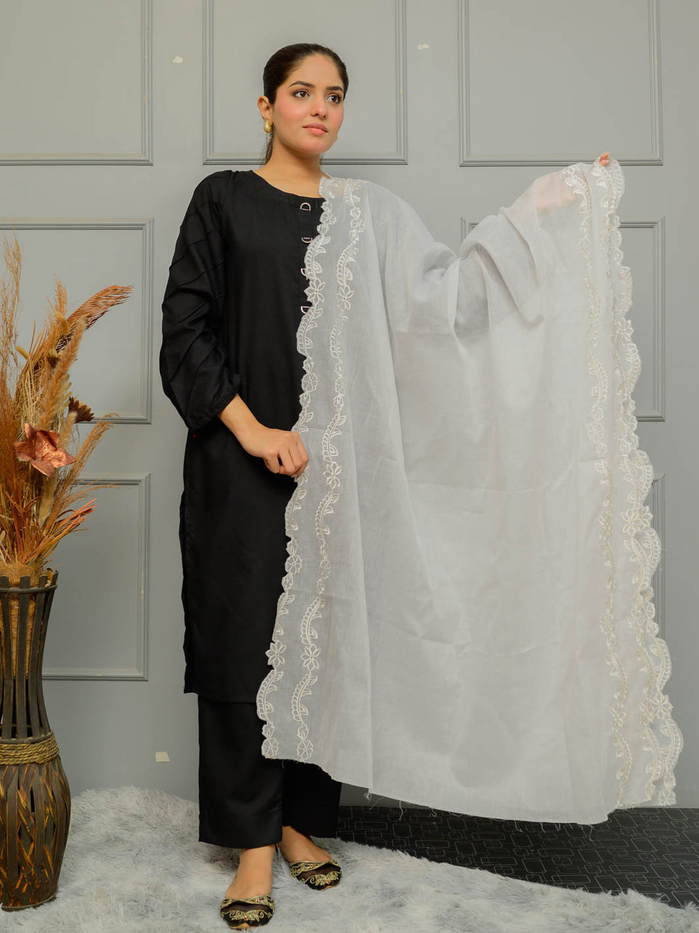 Voile Lawn Dupatta (white)
