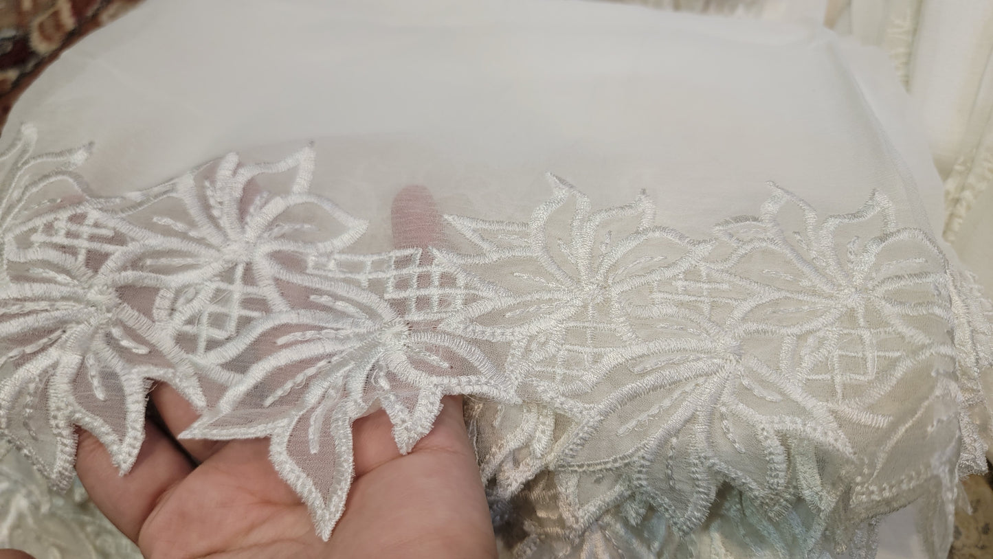 Pure Chiffion Embroidered Dupatta (white)