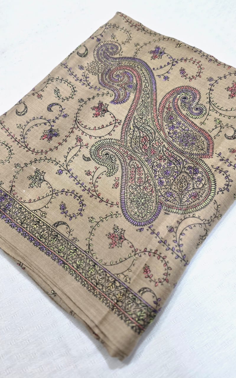 3PC Pashmina Unstitched Suit (Baige)
