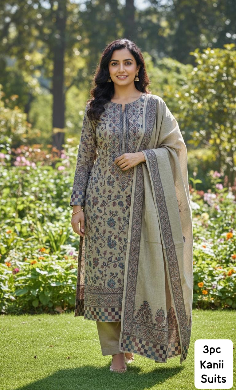 3PC Pashmina Kaani Unstitched Suit