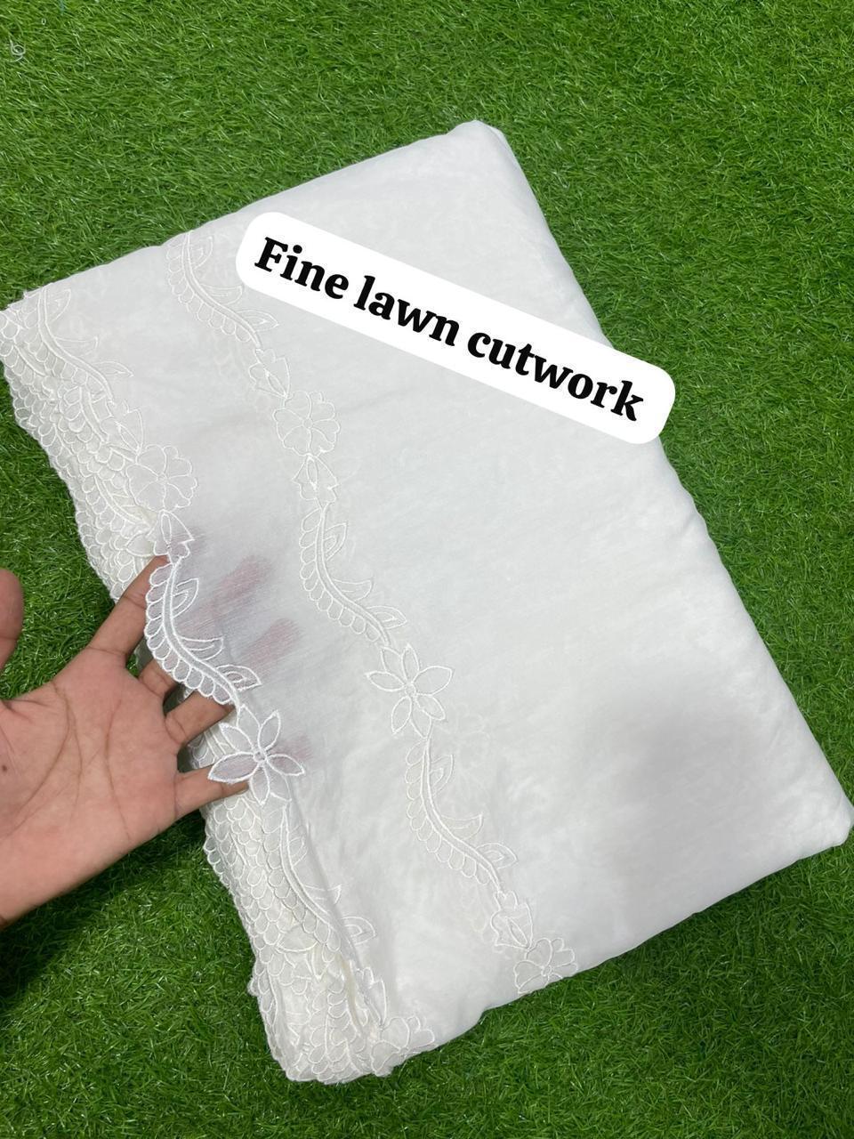 Voile Lawn White On White Double Borders