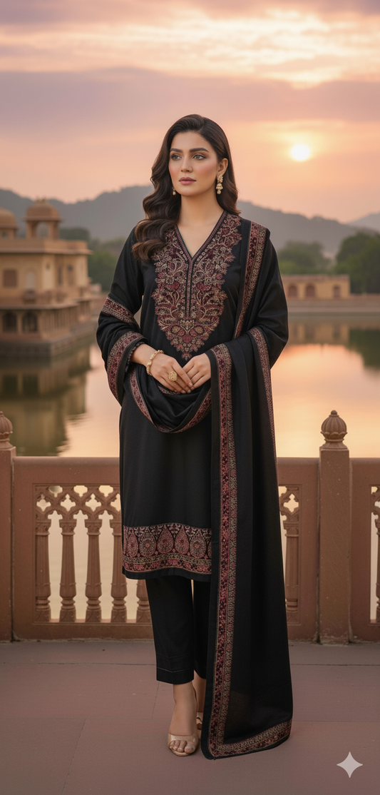 3PC Pashmina Kaani Unstitched Suit