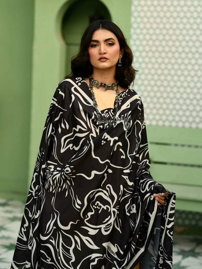 Doodle Art Odhni(Black)