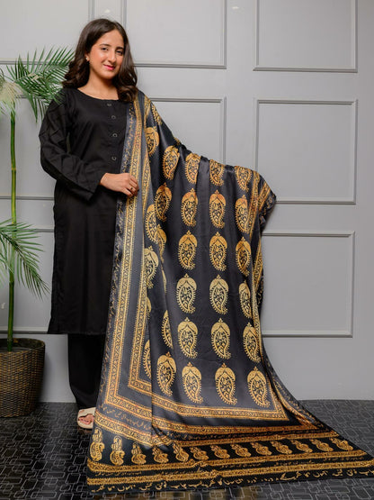 Ajrak batik odhni (black n gold)