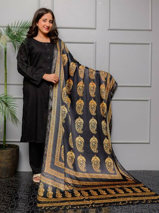 Ajrak batik odhni (black n gold)