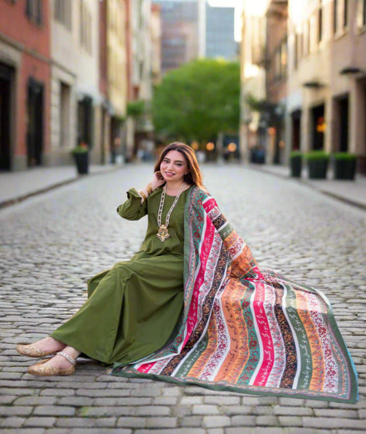 Phool Stripe Silk Dupatta