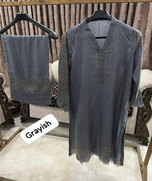 Pashmina Saroski Coord Set (Grey)