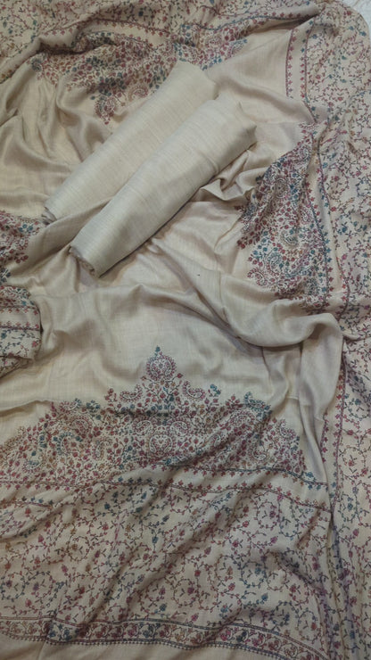 3PC Pashmina Unstitched Suit (beige)