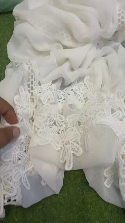 Pure Chiffion Dupatta (white)