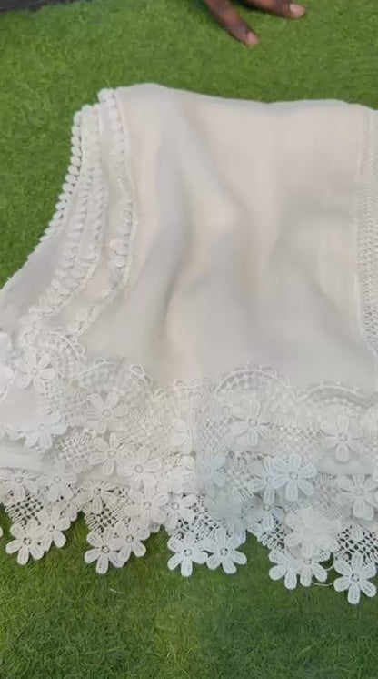 Pure Chiffion Dupatta (white)