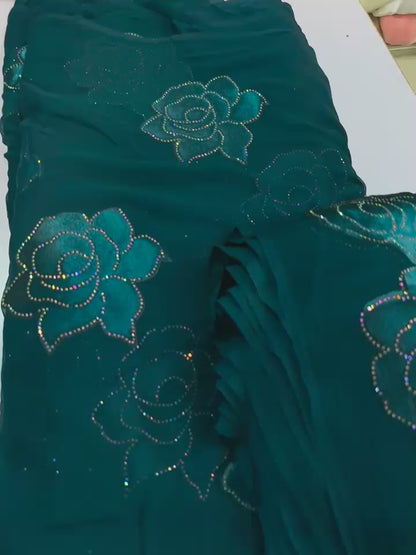 Chiffon velvet applic work 3pc