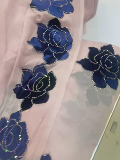 Chiffon velvet applic work 3pc