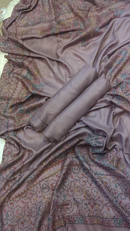3PC Pashmina Unstitched Suit (Lilac)