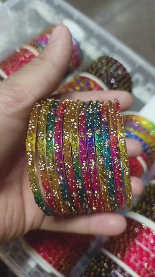 Original Indian Raindrops Bangles  (Dark Multi)