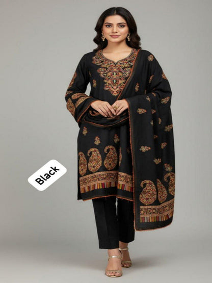 3PC Pashmina Kaani Unstitched Suit