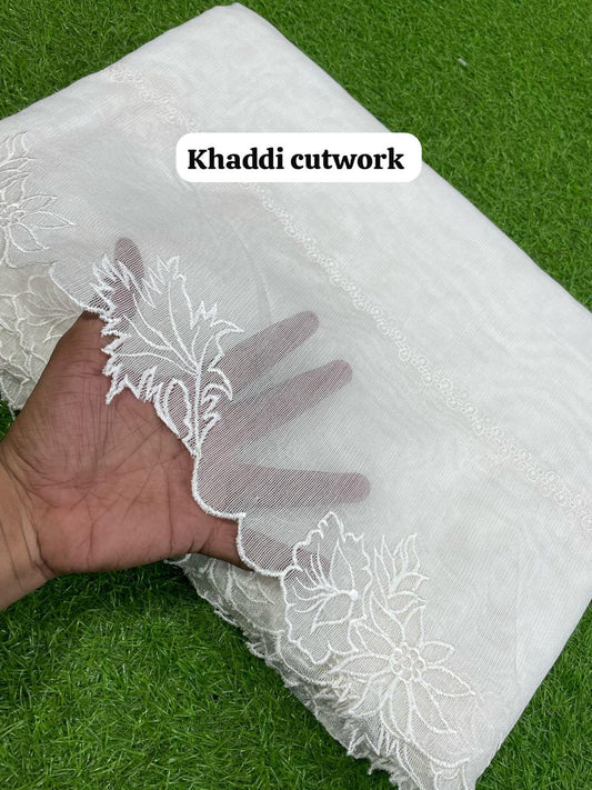 Pure khaddi cotton embroidered Dupatta (white)