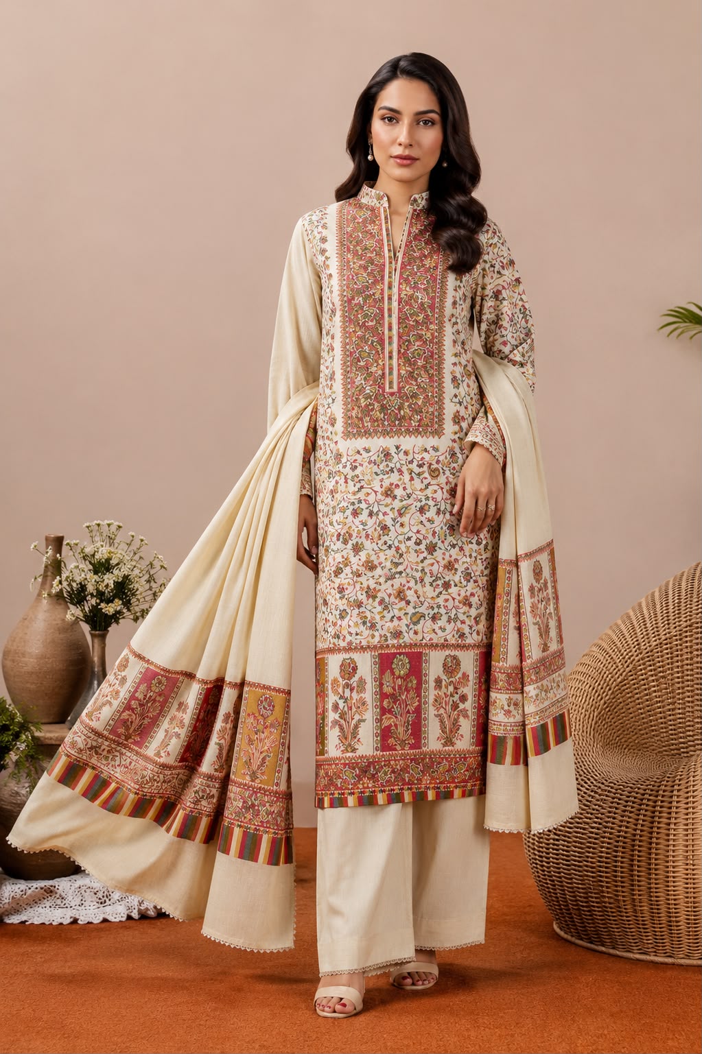 3PC Pashmina Kaani Unstitched Suit
