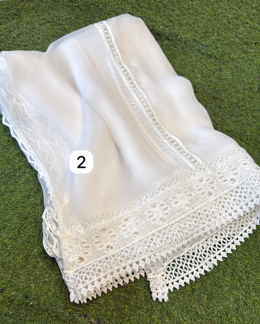 Pure Chiffion Dupatta (white)