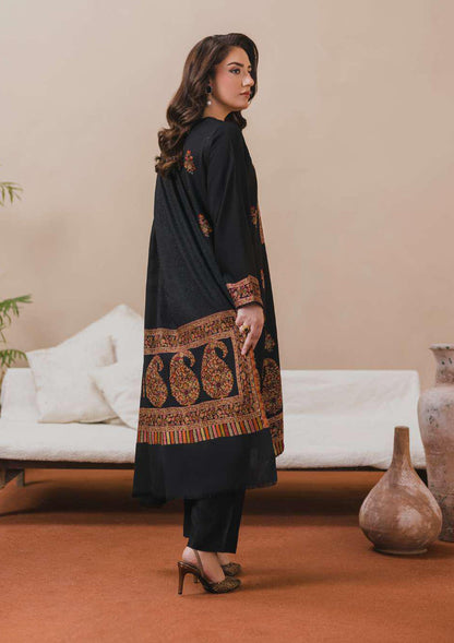 3PC Pashmina Kaani Unstitched Suit (Black)