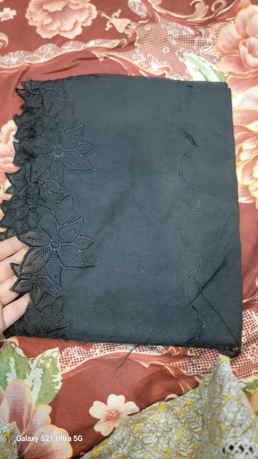 Voile Lawn Dupatta Flowers Dots