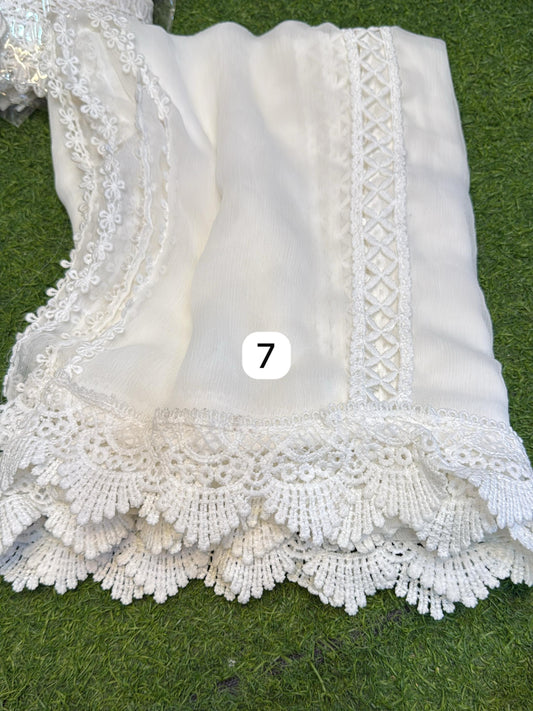 Pure Chiffion Dupatta (white)