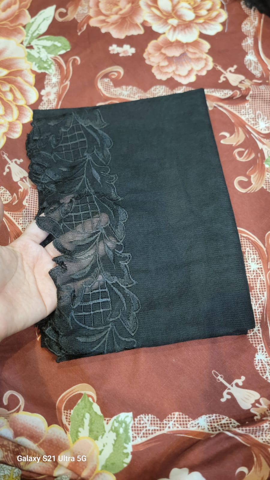 Pure khaddi cotton embroidered Dupatta (Black)
