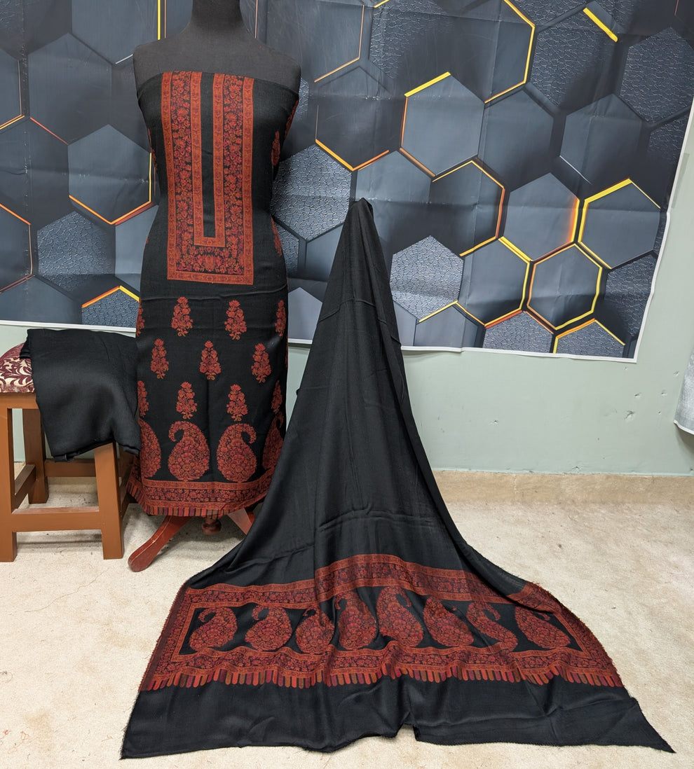 3PC Pashmina Kaani Unstitched Suit