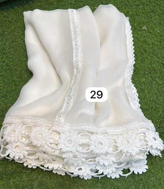 Pure Chiffion Dupatta (white)