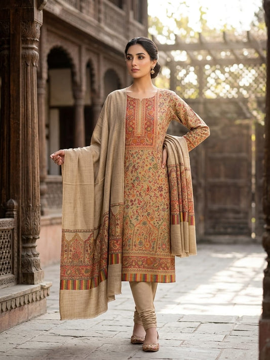 3PC Pashmina Kaani Unstitched Suit