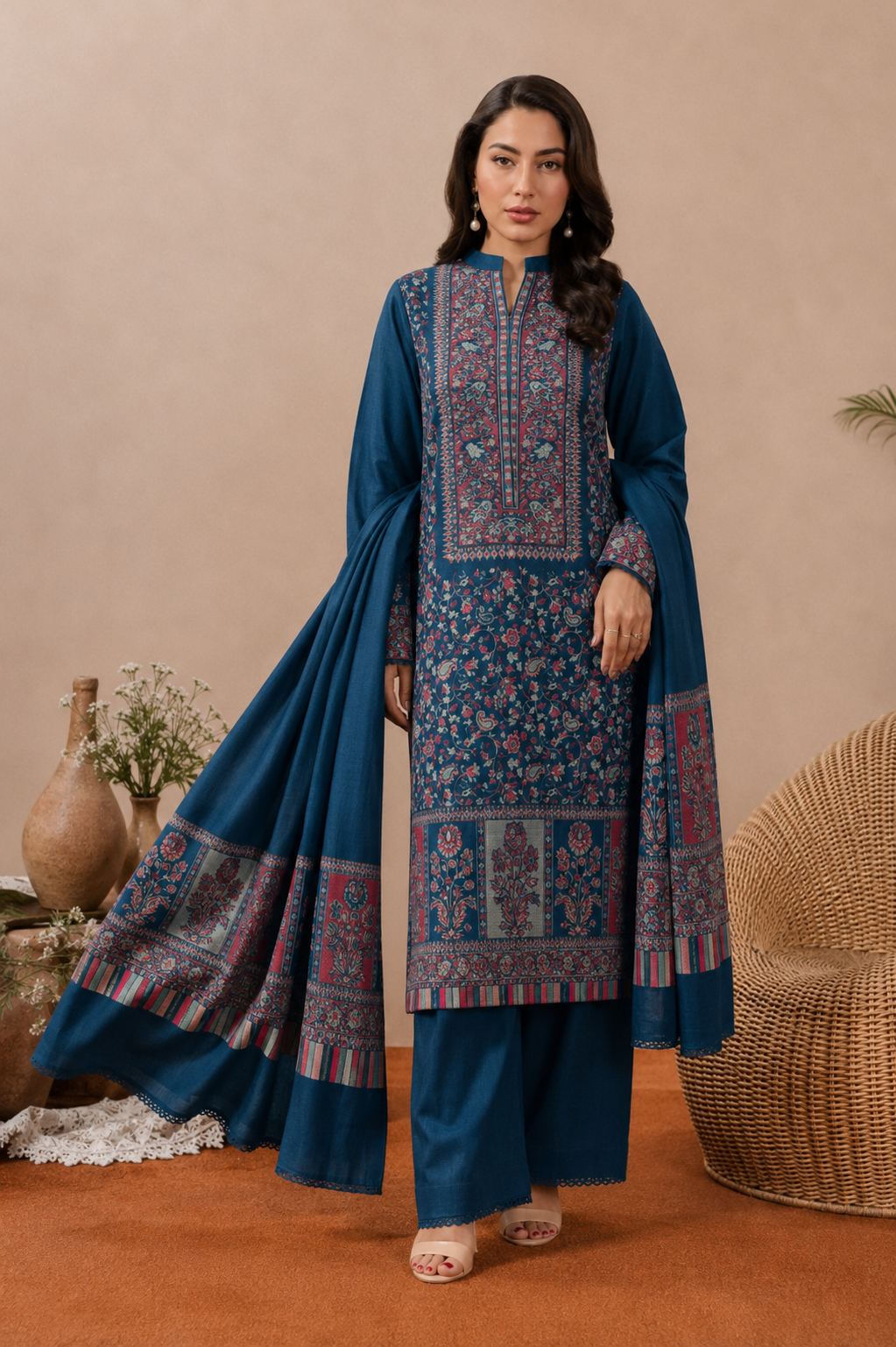3PC Pashmina Kaani Unstitched Suit box