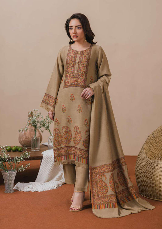 3PC Pashmina Kaani Unstitched Suit (Dark skin)